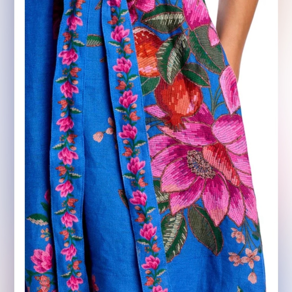 NEW FARM Rio Summer Fruit Scarf Blue/Pink Mini Dress - Picture 3 of 10